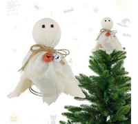 Festive Ghost Treetop Decoration - Miniature Spooky Tree Ornament, Fun Collectible Halloween Decor, Display Piece | Topper For Holiday Party Supplies Winter Christmas Home
