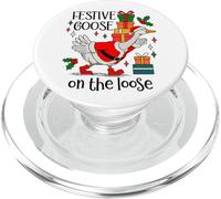 Festive Goose on the Loose Christmas Duck Xmas Holiday Goose PopSockets PopGrip per MagSafe