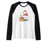 Festive Goose Santa Hat Christmas Spirit Maglia con Maniche Raglan