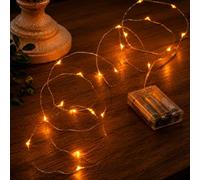 Festive Lights 2 m 20 LED alimentato a batteria micro lucciola luci stringa con filo d'argento, decorazione natalizia per casa, interni, camera da letto, soggiorno, ricevimento, matrimonio,