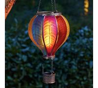 Festive Lights 44 cm, palloncino ad aria calda, lampada solare per esterni, mongolfiera, effetto vetro, lanterna a energia solare, lampada da giardino colorata per esterni