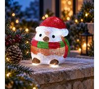 Festive Lights - Decorazione natalizia con Babbo Natale pettirosso, 20 cm, figura acrilica a LED, display festivo per interni ed esterni, personaggio stagionale illuminato, timer 6 ore