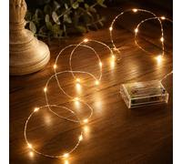 Festive Lights Filo da 20 microluci LED, per Interni, con Filo in Argento, a Batteria, Ideale per Le Feste di Natale, Luce Bianca Calda