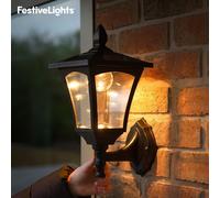 Festive Lights Lampada Lanterna Solare LED Bianco Caldo da Parete IP44 Nero