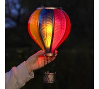 Festive Lights - Lanterna a energia solare XL da 62 cm, effetto arcobaleno, fiamma realistica, da appendere all'esterno, con LED SMD e mongolfiera, multicolore, effetto vetro fiammeggiante, con manico