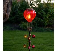 Festive Lights - Palloncino ad Aria Calda Rosso Solare da 1,15 m con Girello Vento con 20 LED Color Ambra, Effetto Fiamma Tremolante, Resistente alle Intemperie - IP44 Ornamento da Giardino Esterno