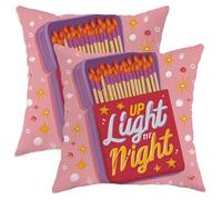 Festive Matchbox, Set di 2 federe decorative per cuscini decorativi "Up Light The Night", stile casale, per casa, divano, letto, 30,5 x 30,5 cm