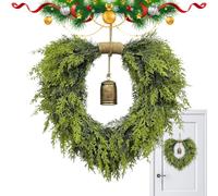 Festive Ornament Decor For Porch Outdoor Window Walls Home Table Fireplaces | Christmas Wreaths For Front Door,Faux Christmas Wreath With Rustic Vintage Bell |