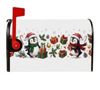 Festive Penguin - Coperture magnetiche per cassetta postale, 53,3 x 63,5 cm | Scena invernale del paese delle meraviglie, involucri per cassette postali, accenti di sciarpa scozzese