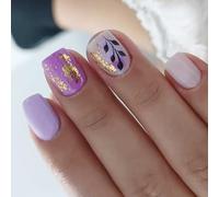 Festive Purple Gold 24 punte corte finte delicate sulla pelle ABS Holiday ABS Press On Nail