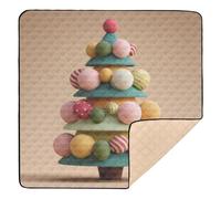 Festive - Tappetino da gioco per bambini con palla multicolore e albero di Natale, morbido, imbottito, per interni ed esterni, impermeabile, per neonati, neonati e bambini, 127 x 127 cm