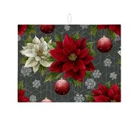 Festive - Tappetino scolapiatti per bancone della cucina, tappetino assorbente con stella di Natale rossa vintage, in microfibra, per cucina, bar, 45 x 61 cm