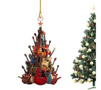 Festive Tree Trinket - Music Teacher Christmas | Rock Around the Guitar Christmas Tree Ornament, Wood Guitar Musical Ornment Ornment Festive Holiday Decoration Unico per I Musicisti