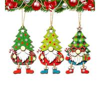 Festive Wooden Gnome Decor Three Piece Dwarf Charms Holiday Display