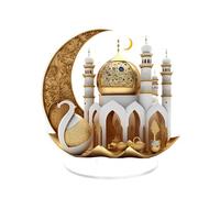 Festives Islamics 2D Flat Acrilico Luna Castelli Scultura Ornamento Decorazione per Ramadan ed Eid Celebrazione Festival Regalo Casa Vacanza Decorazione