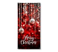 Festivo festivo copertura porta banner decorativo, scintillante palline rosse scintillanti design scintillante per interni ed esterni, decorazione per feste di Natale 91 x 182 cm
