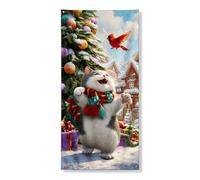 Festivo gatto copertura porta banner decorativo, scena invernale vacanza, interni ed esterni, sfondo natalizio forniture 91 x 182 cm