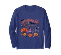 Festivo Happy Spooky Day Carino pipistrelli Halloween Design Maglia a Manica