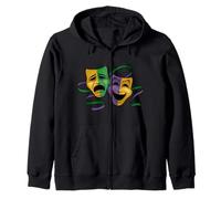 Festivo Mardi Gras Party Happy And Triste Theatre Maschere Felpa con Cappuccio