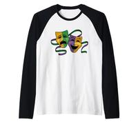 Festivo Mardi Gras Party Happy And Triste Theatre Maschere Maglia con Maniche Raglan