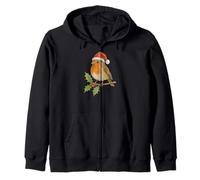 Festivo Natale pettirosso in Un Cappello di Babbo Natale Felpa con Cappuccio