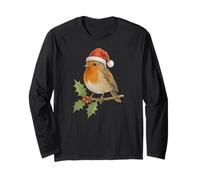 Festivo Natale pettirosso in Un Cappello di Babbo Natale Maglia a Manica