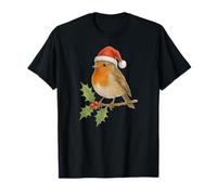 Festivo Natale pettirosso in Un Cappello di Babbo Natale Maglietta