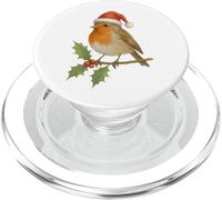 Festivo Natale pettirosso in un cappello di Babbo Natale PopSockets PopGrip per MagSafe