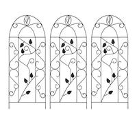 Festnight 3pz Grigliati per Rampicanti in Ferro Supporti da Giardino per Piante con Design Decorato con Foglie 40x100 cm Neri