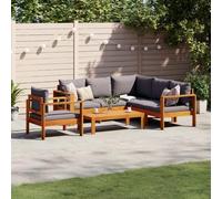 Festnight 5pz Divano da Giardino da Esterno, Set Giardino Esterno in Legno, Salotto da Giardino, con Cuscini in Massello di Acacia