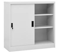 Festnight Armadietto con Chiave, Armadio in Metallo, Armadio Ufficio Anta Scorrevole, Acciaio Grigio Chiaro 90x40x90cm