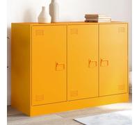Festnight Armadietto in Metallo, Mobiletto Multiuso, Armadio da Ufficio Mobile Metallo, Armadio da Cucina, Credenza in Acciaio, in Acciaio Giallo Senape 99x39x73 cm