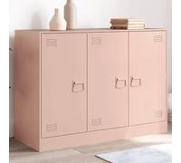 Festnight Armadietto in Metallo, Mobiletto Multiuso, Armadio da Ufficio, Mobile Metallo, Armadio da Cucina, Credenza in Acciaio, in Acciaio Rosa 99x39x73 cm