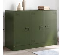 Festnight Armadietto in Metallo, Mobiletto Multiuso, Armadio da Ufficio Mobile Metallo, Armadio da Cucina, Credenza in Acciaio, in Acciaio Verde Oliva 99x39x73 cm