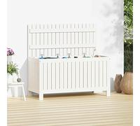Festnight Baule da Esterno Box Giardino Baule da Giardino per Esterno Cassapanca Contenitore da Esterno Contenitore Giardino Bianco 115x49x60 cm Legno Massello Pino