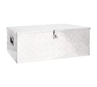 Festnight Baule da Esterno Box Giardino Baule da Giardino per Esterno Cassapanca Contenitore da Esterno Contenitore Portaoggetti Argento 100x55x37 cm in Alluminio