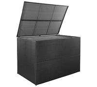 Festnight Baule da Esterno, Cassapanca Contenitore da Esterno, Baule da Giardino in Polyrattan Nero 150x100x100 cm