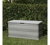 Festnight Baule da Esterno, Cassapanca Contenitore da Esterno, Cassapanca da Esterno, Baule da Giardino Grigio 117x45x56 cm