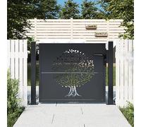 Festnight Cancello Giardino, Cancello Ferro Battuto, Cancello Pedonale, Cancello in Ferro, in Acciaio Design Albero Antracite 105x105 cm