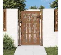 Festnight Cancello Giardino, Cancello Pedonale, Cancello in Ferro per Esterno, Cancello Ferro Battuto, in Acciaio Corten Design bambù 105x155 cm