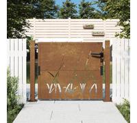 Festnight Cancello Giardino, Cancello Pedonale, Cancello in Ferro per Esterno, Cancello Ferro Battuto, in Acciaio Corten Design Erba 105x105 cm