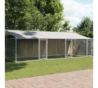 Festnight Canile da Esterno, Gabbia Cani con Tetto e Porte, Recinto per Cani da Esterno, Box per Cani da Esterno, in Acciaio Zincato Grigia 6x2x2 m