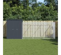 Festnight Casetta Cani con Corsa, Recinto per Cani da Esterno, Box per Cani da Esterno, Canile da Esterno Taglia Grande, in Acciaio Zincato Antracite 165x455x181 cm