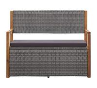 Festnight Cassapanca con Seduta Panca Panchina Contenitore con Schienale in Polyrattan e Legno Massello Acacia 110 x 56 x 87 cm Grigia
