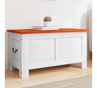 Festnight Cassapanca Contenitore, Panca Contenitore Ingresso, Panca Contenitore Camera da Letto, con Coperchio Legno Massello Acacia 110x55x57cm Marrone e Bianco