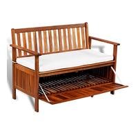 Festnight Cassapanca da Giardino per Esterno in Legno Massello di Acacia con Schienale e Braccioli a 2 Posti1 20x63x84 cm