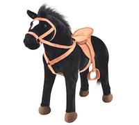 Festnight Cavallo Cavalcabile Giocattolo in Peluche Marrone/Nero 64 x 60 cm per Bambini