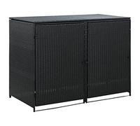 Festnight Copribidoni Spazzatura Esterno, Copribidone Doppio per Spazzatura Polyrattan Nero 148x80x111 cm