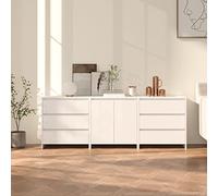 Festnight Credenze 3 pz Bianche in Legno Multistrato, Credenza Moderna, Madia Moderna, Mobiletto Cucina, Credenze Cucina, Credenze Soggiorno, Madia