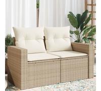 Festnight Divano da Esterno con Contenitore, Divanetto da Esterno 2 Posti, Divano Rattan Esterno, Divano da Giardino a 2 Posti con Cuscini in Polyrattan Beige
